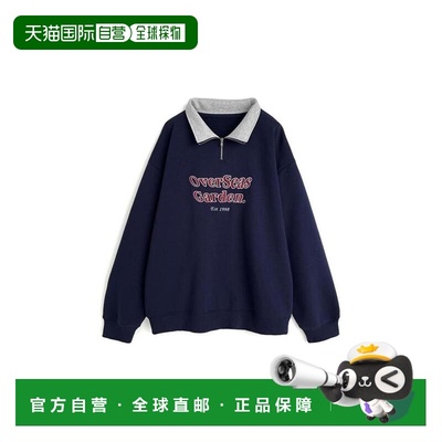 日本直邮日潮 GRL撞色半拉链Logo刺绣卫衣上衣ze987