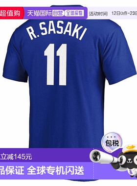 日本直邮MLB 佐々木朗希名字与号码蓝色男士棒球 T 恤 [ML0125SS0
