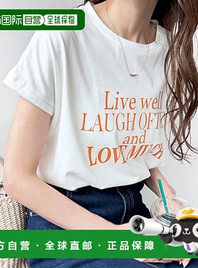 日本直邮GeeRA 法式袖印花 logo T 恤 [R04609EW12831]