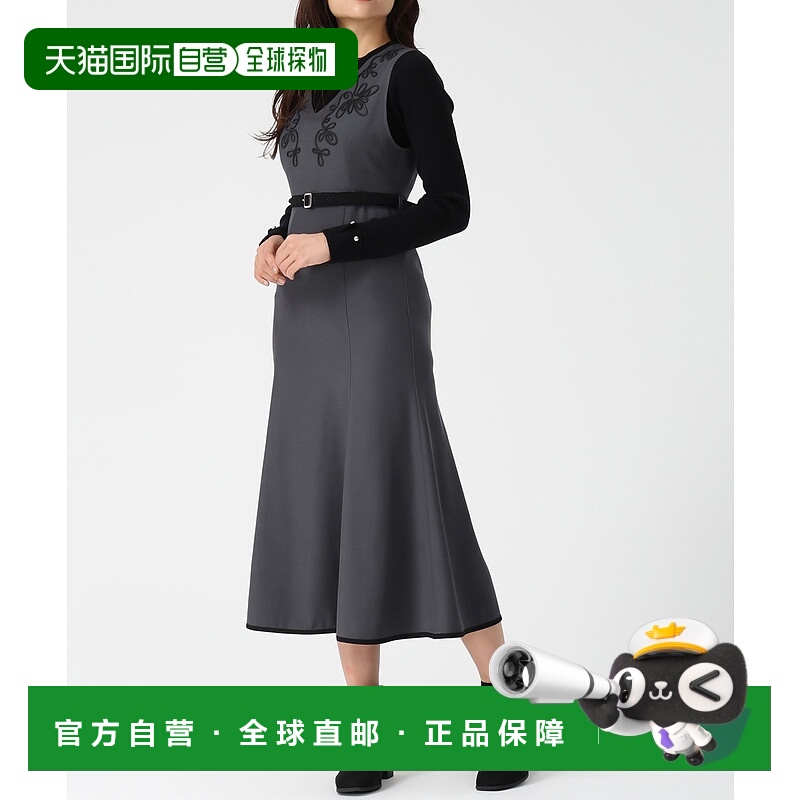 1h可退 日本直邮MISCH MASCH 女装 宽松半拉链 绞线刺绣连衣裙裙