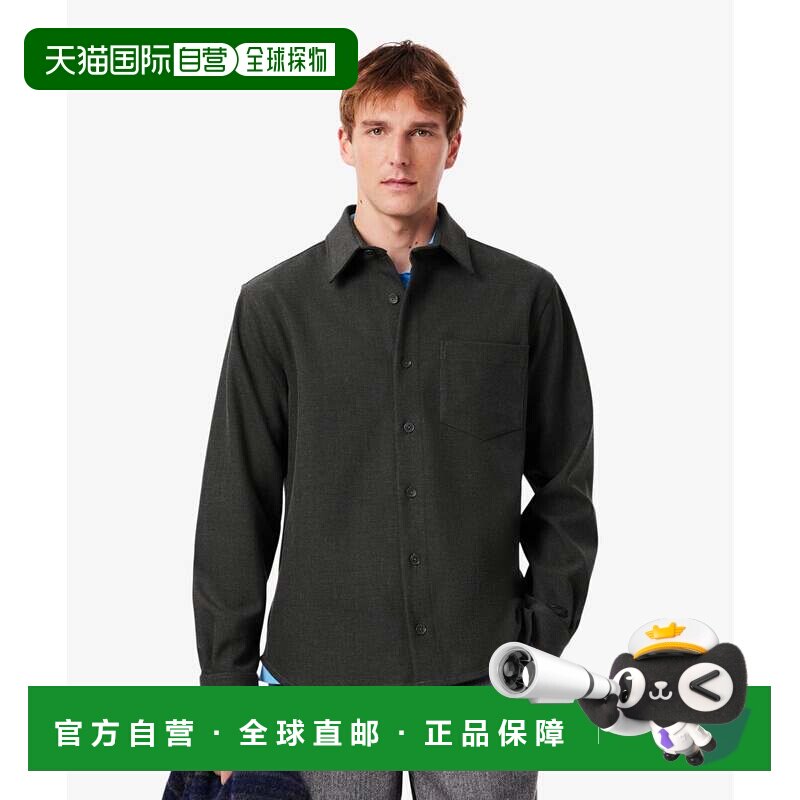日本直邮LACOSTE 大号双面法兰绒衬衫 灰色外套图片