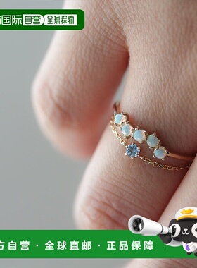 1h可退 日本直邮cui-cui天然蓝托帕石黄金链条戒指755624cuicui