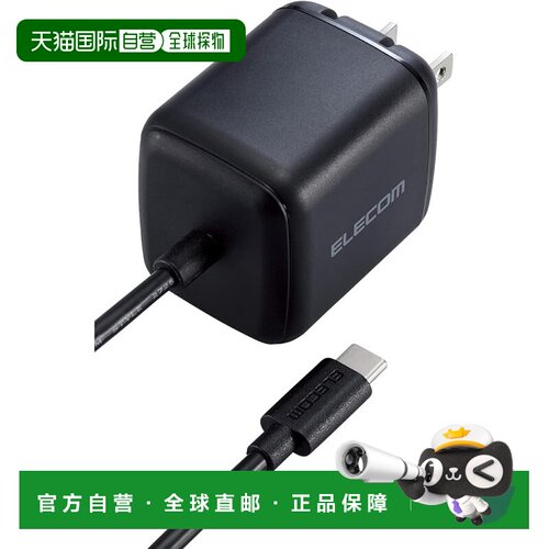 【日本直邮】宜丽客 充电器 65W Type-C附线 2m 折叠 黑 EC-AC866