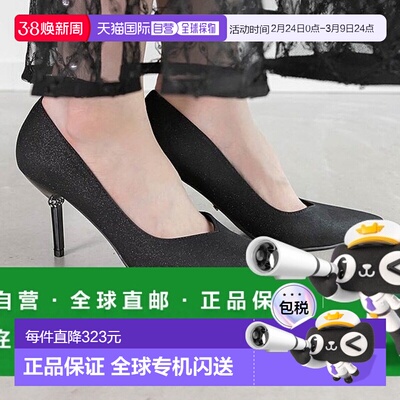 日本直邮RANDA 闪亮细跟女鞋 黑色一脚蹬高跟鞋 RA041BW14775