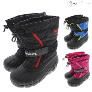 日本直邮SOREL 儿童靴子 儿童 Fleury NC1965 黑色/亮红色 (015/K
