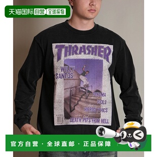 1h可退 日本直邮THRASHER 男女同款 长袖T恤 背面印花 经典杂志图