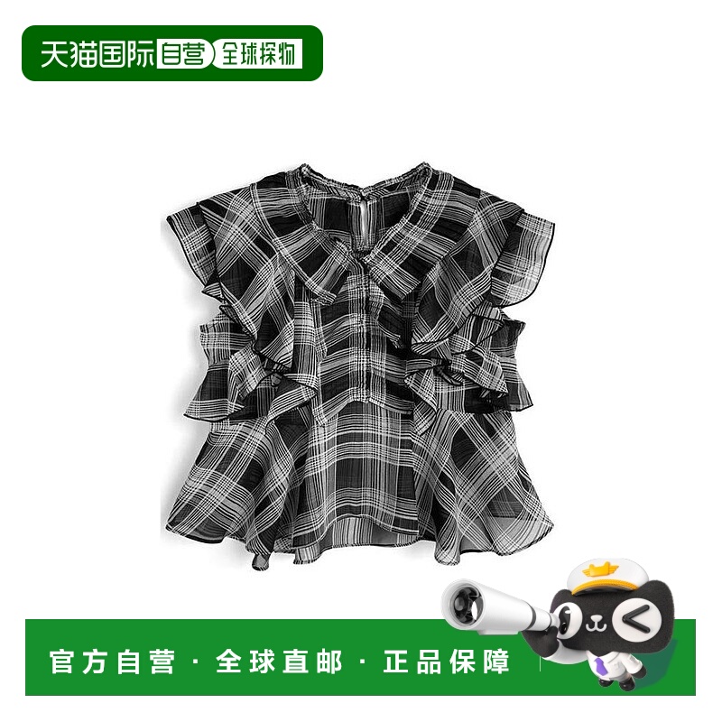 日本直邮日潮 GRL 格纹荷叶边雪纺衫 ta287内搭