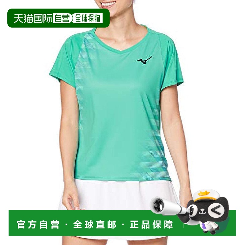 【日本直邮】 MIZUNO网球服饰 女士短袖T恤 比赛服62JA0218绿色L