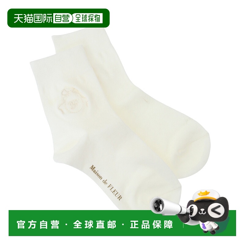 1h可退 日本直邮Maison de FLEUR 女士蝴蝶结刺绣中筒袜 8A43F4P0