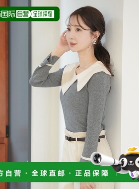 1h可退 日本直邮le reve vaniller 女士不对称色拼接针织长袖上衣