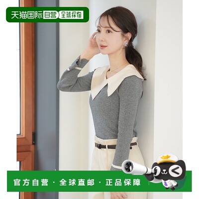 1h可退 日本直邮le reve vaniller 女士不对称色拼接针织长袖上衣