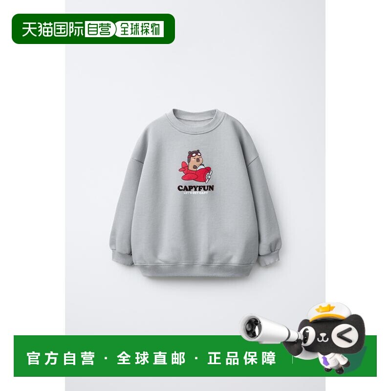 日本直邮Zara水豚卡皮粉丝©印花针织衫长袖