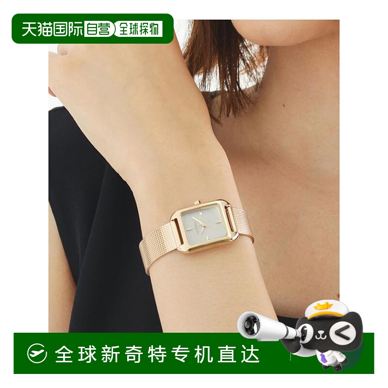 1h可退 日本直邮COCOSHNIK RG方形网眼皮带手表金色