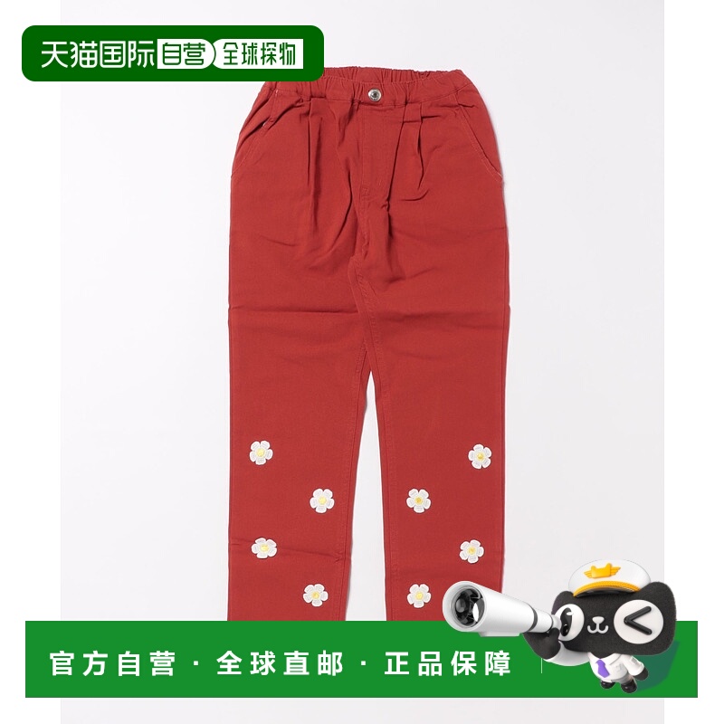 1h可退 日本直邮moujonjon儿童宽松伸缩仿绒花饰女童裤 M65006