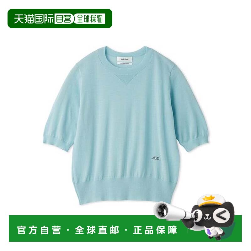 日本直邮Mila Owen 羊毛高针距圆领短袖套头衫 LBLU