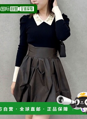 1h可退 日本直邮dazzlin女士宽松A字迷你裙 半身裙 前褶设计 0225