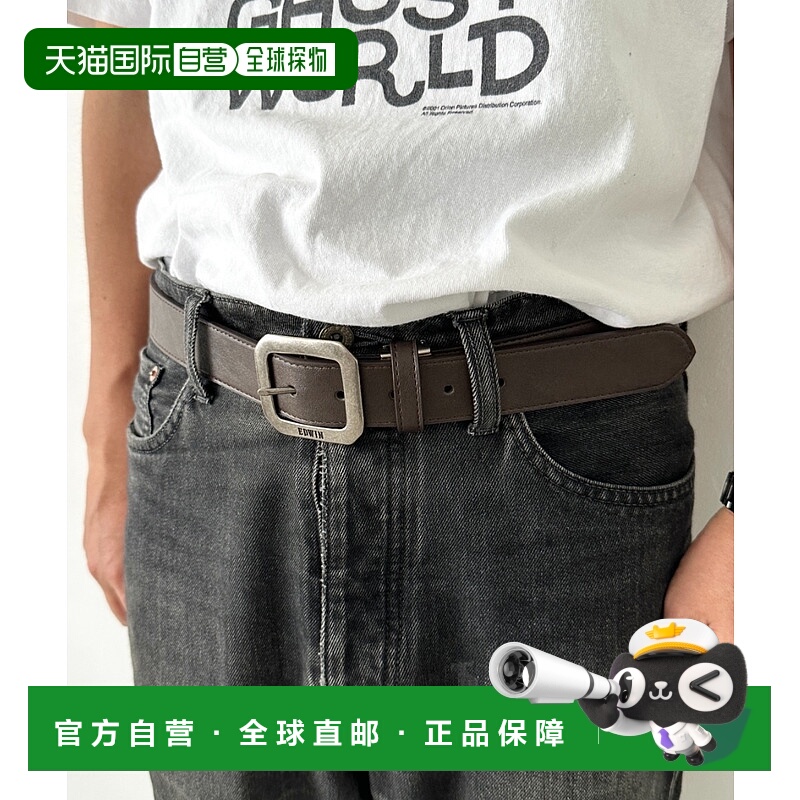 1h可退 日本直邮EDWIN 男士 35mm 仿皮方形扣 Garrison 皮带 0111