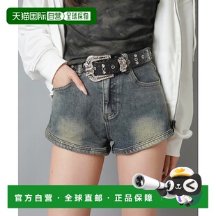 1h可退 日本直邮SPINNS 女装 高腰弹力牛仔 短裤 后拉链设计 2504