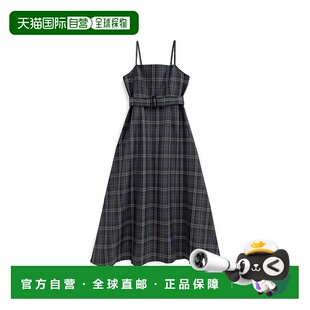 日本直邮日潮 GRL 带腰带的格纹喇叭吊带连衣裙 tg762优雅