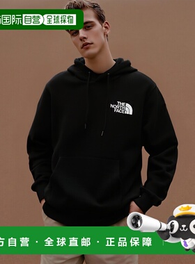 日本直邮北面 男士海外款黑色带帽 NSE 图案套头衫 方块 logo 背