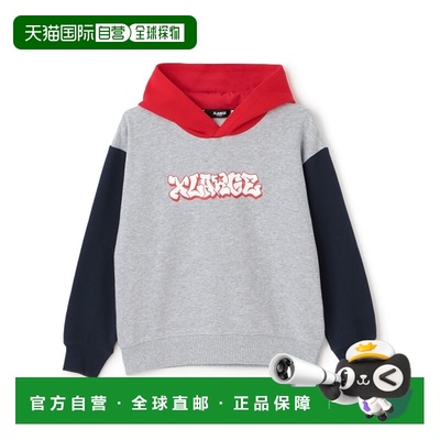 1h可退 日本直邮XLARGE KIDS 儿童 全棉宽松彩色拼接半拉链连帽外