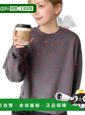 1h可退 日本直邮moment+ 女士爱心刺绣加绒卫衣 mt07139潮牌舒适