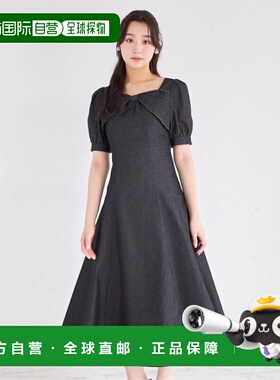 日本直邮tocco closet 女装 蝴蝶结装饰后背蕾丝牛仔连衣裙 18619