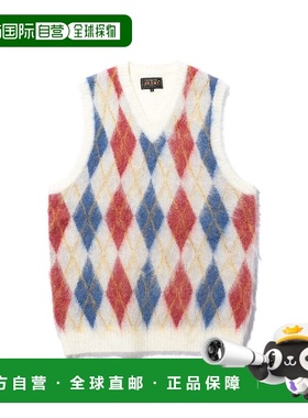 1h可退 日本直邮BEAMS PLUS 男装 莫赫尔混纺 阿格纹针织背心 双