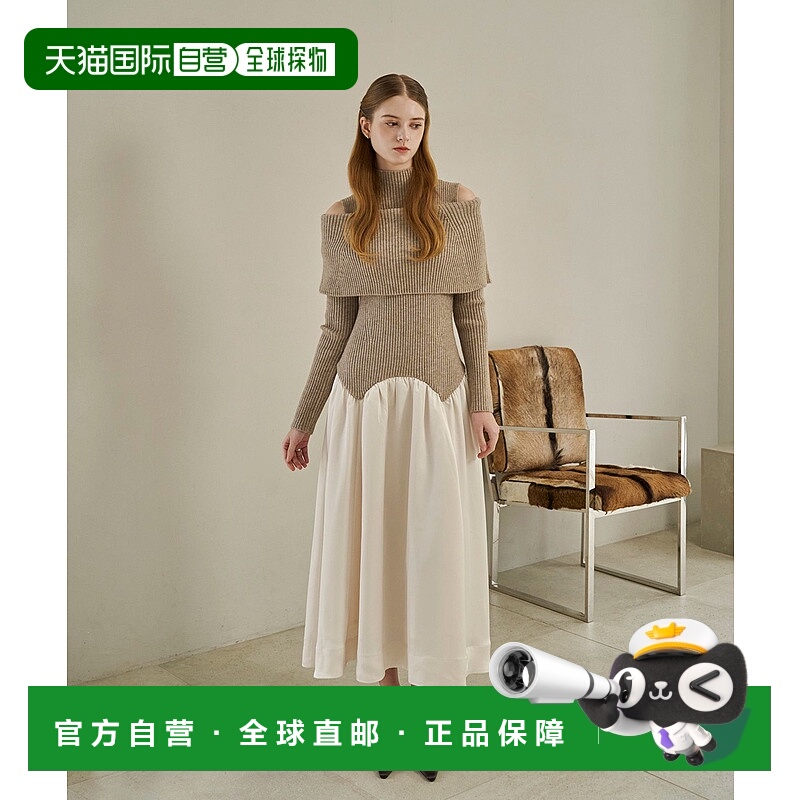 1h可退 日本直邮cle blatt 女装 羊毛质感 针织叠层露肩连衣裙