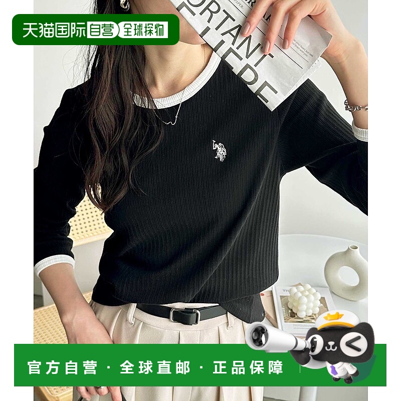 1h可退 日本直邮U.S. POLO ASSN. 女士配色设计弹性修身 rib cut