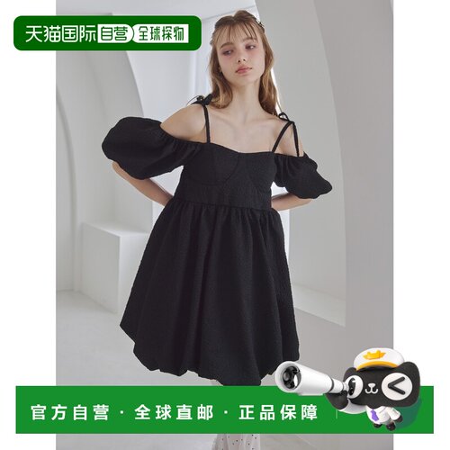 日本直邮etre loin 女装 立体提花背带蝴蝶结迷你连衣裙 126028
