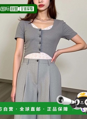 1h可退 日本直邮LOCUST 女装 修身配色领口假两件针织开衫 21O105