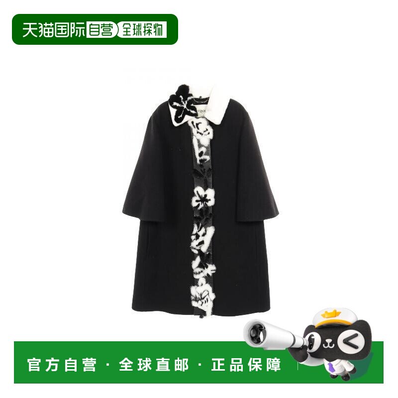 日本直邮中古Fendi芬迪女B级9新coat风衣外套羊毛外套黑色