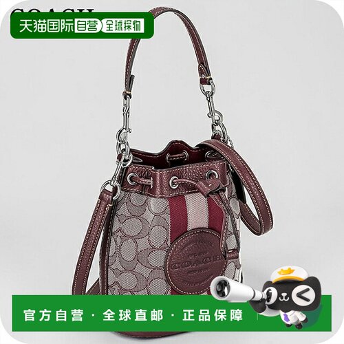 日本直邮COACH India系列 女士手提包 C8322 SVW6V 酒红色 小号