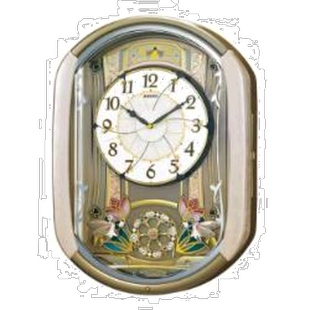 日本直邮SEIKO精工RE567G 无线电遥控挂钟时钟电波校时音乐报时