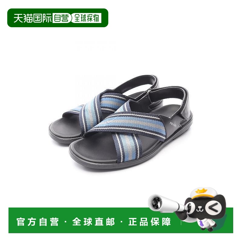 日本直邮中古Prada普拉达男A级95新sandals凉鞋帆布鞋黑色高级BRA