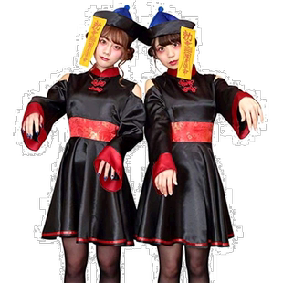 自营|PartyCityCosplay套装僵尸服中国风僵尸女黑x红色