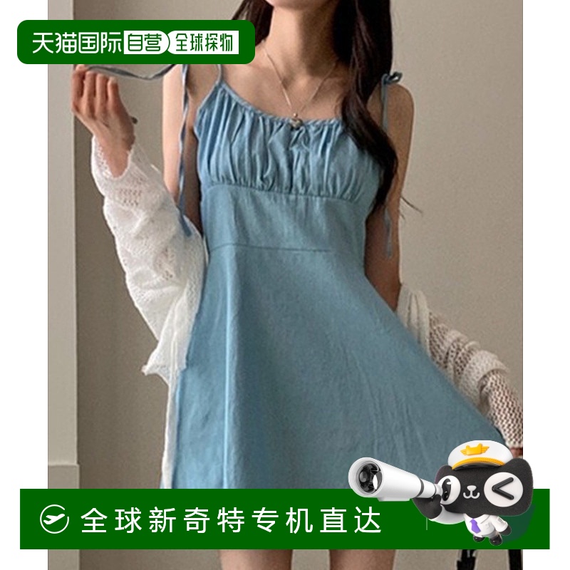 1h可退 日本直邮SpRay 女士丹宁肩带蝴蝶结背心连衣裙 0250701921