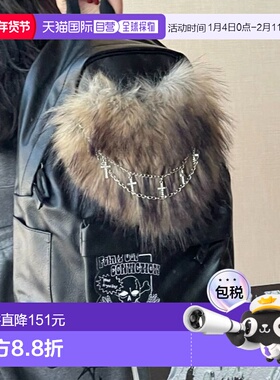 1h可退 日本直邮NOVESSEL 男女同款 仿皮毛一体 双肩包 骷髅刺绣