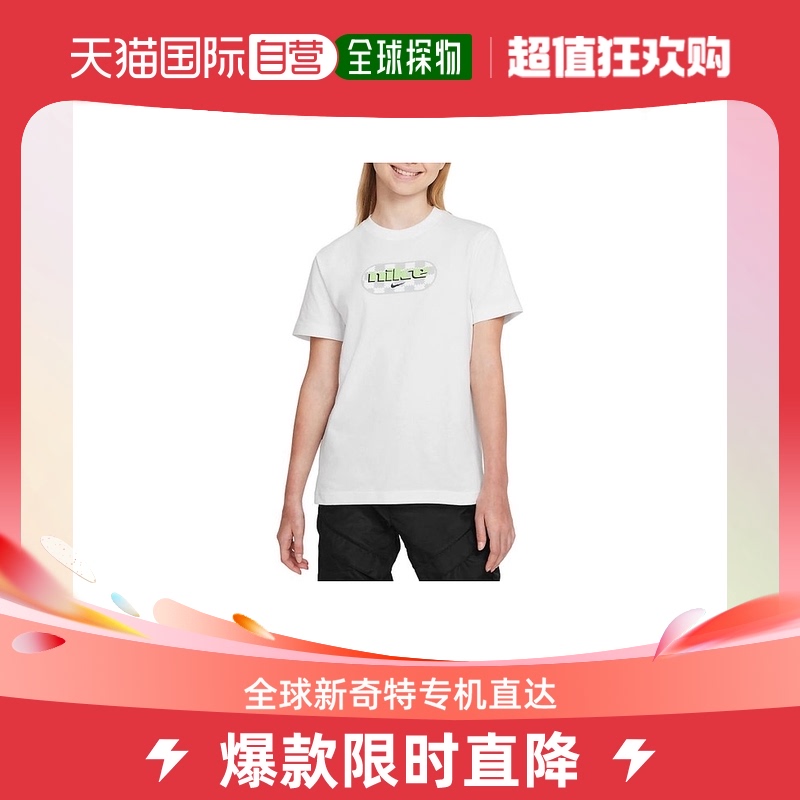 日本直邮日本直邮Nike 童装 圆领套头字母印花短袖T恤 女童 白色