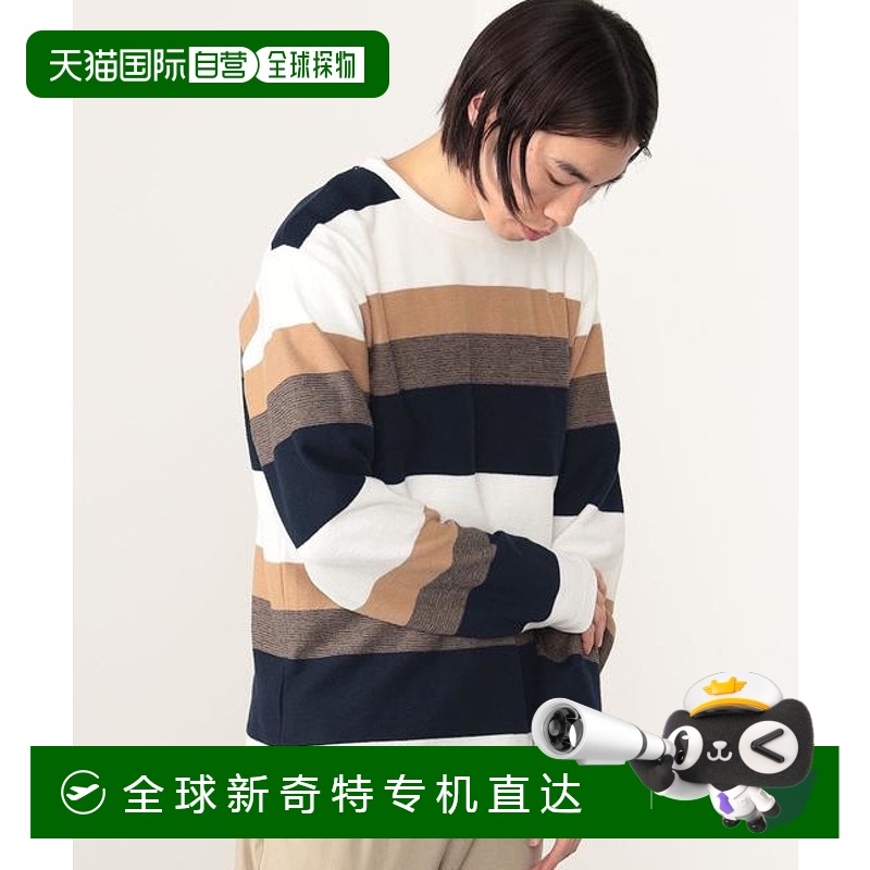 1h可退 日本直邮BEAMS HEART MEN 薄煎饼条纹圆领T恤