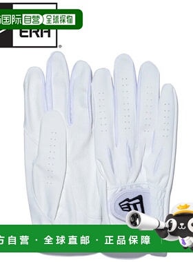 日本直邮New Era 高尔夫男女双手合成皮革手套国旗标志白色 14110