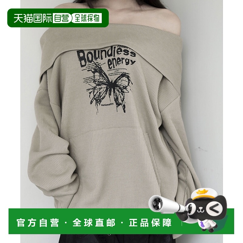 1h可退 日本直邮VEILA 女装 蝴蝶印花宽松露肩上衣 vla51343