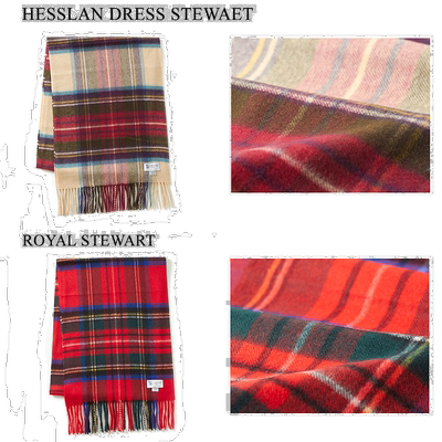 日本直邮JOHNSTONS  男女款秋冬格纹羊绒披肩围巾中号WA000057