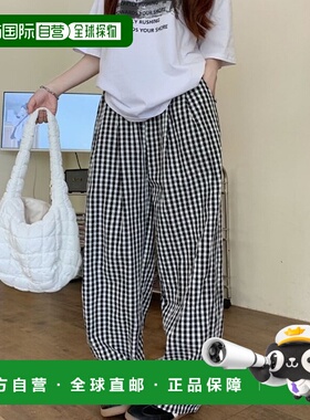 1h可退 日本直邮WEGO 女士格纹宽松直筒裤 DF25SM04L0019新款