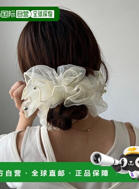 1h可退 日本直邮GOLDY 女装 华丽渐变网纱发圈 银色圆点设计 LEZ1