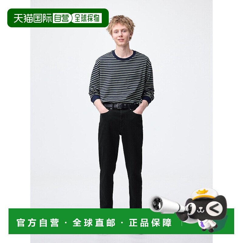日潮跑腿GU极优 弹力修身牛仔裤标准长度76.0cm 09 BLACK MEN 27i