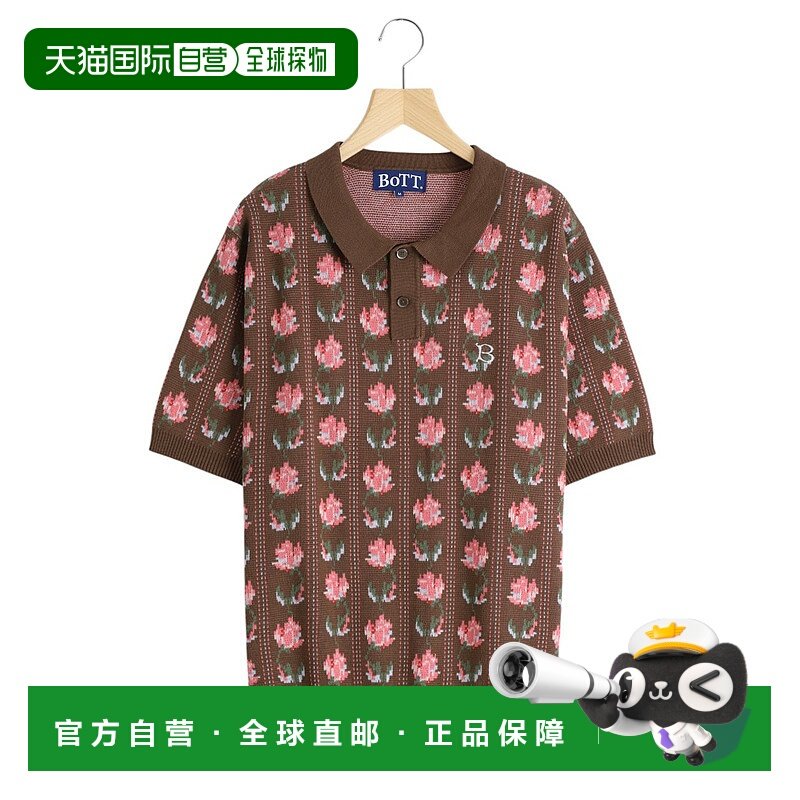 1h可退 日本直邮BOTT 男士花纹刺绣短袖Polo衫 BOTT25SS4