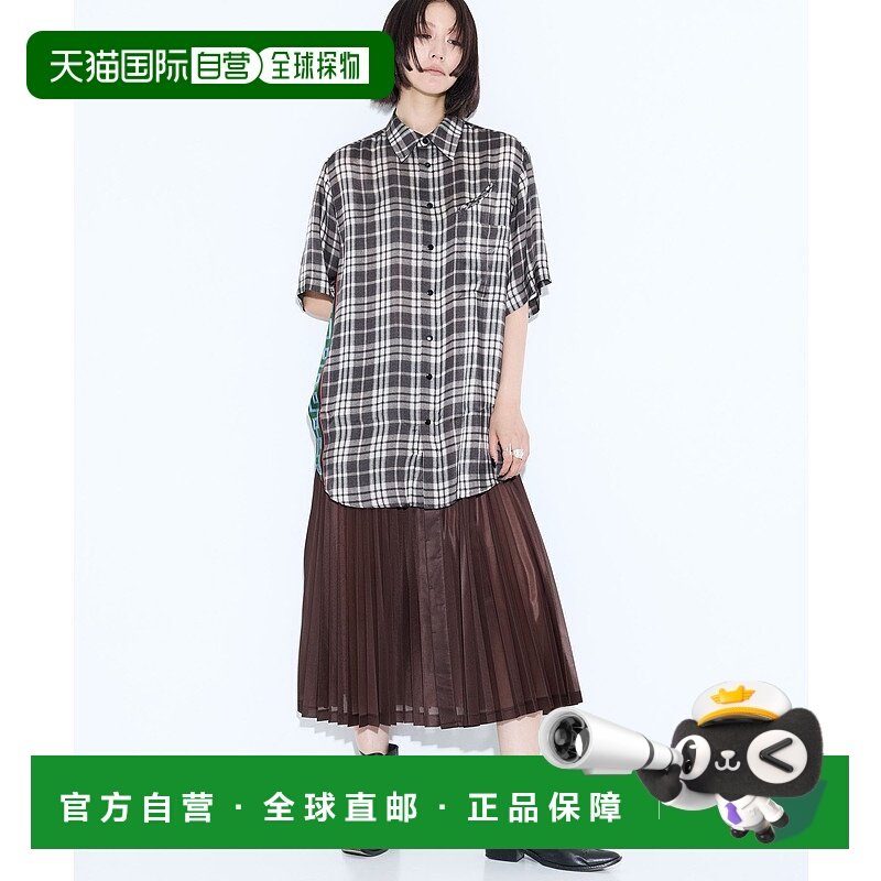 1h可退 日本直邮TOGA 女装 内层印花连衣裙 蕾丝感褶皱裙摆 12551