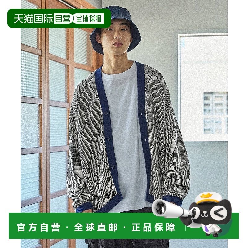 1h可退 日本直邮niko and... 男士宽松几何图案V领针织开衫 58835